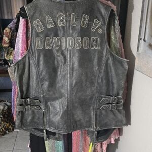 Harley-Davidson Distressed Gray Leather Vest